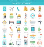 Sistema plano del icono del color del hotel del vector Diseño del estilo elegante ilustración del vector Sistema plano del icono del color del hotel del vector Diseño del estilo elegante ilustración del vector