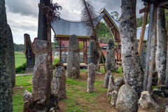 Site de cérémonie avec des mégalithes Bori Kalimbuang Tana Toraja l'indonésie photos stock Site de cérémonie avec des mégalithes Bori Kalimbuang Tana Toraja l'indonésie photos stock