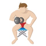 Sitting man exercising with dumbbell icon stock illustration Sitting man exercising with dumbbell icon stock illustration