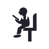Sitting man reading icon vector sign and symbol isolated on white background, Sitting man reading logo concept royalty free illustration Sitting man reading icon vector sign and symbol isolated on white background, Sitting man reading logo concept royalty free illustration