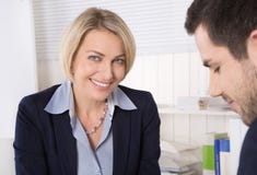 Situation in a job interview or business people in a meeting. Royalty Free Stock Image Situation in a job interview or business people in a meeting. Royalty Free Stock Image