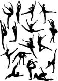 Sixteen Ballet Silhouettes Royalty Free Stock Image