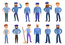Sj?mansymboler upps?ttning, tecknad filmstil royaltyfri illustrationer Sj?mansymboler upps?ttning, tecknad filmstil royaltyfri illustrationer