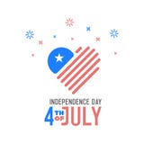 Självständighetsdagen 4th av Juli Vektordesignbaner för USA ferie Amerikanska flaggan med symbolen för hjärtaformlogo stock illustrationer Självständighetsdagen 4th av Juli Vektordesignbaner för USA ferie Amerikanska flaggan med symbolen för hjärtaformlogo stock illustrationer