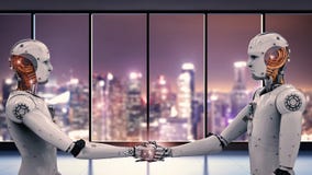 Skaka för robothand Arkivfoto Skaka för robothand Arkivfoto