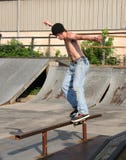 Skateboarder Rail Sliding Royalty Free Stock Images Skateboarder Rail Sliding Royalty Free Stock Images