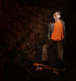 Skater Boy With A Cool Attitude. Grunge Style Royalty Free Stock Photography Skater Boy With A Cool Attitude. Grunge Style Royalty Free Stock Photography