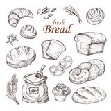 Sketch bread, hand drawn bakery products vector set isolated on white background Stock Photo Sketch bread, hand drawn bakery products vector set isolated on white background Stock Photo
