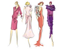 Sketch of fashion dresses