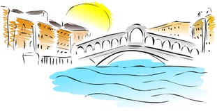 Sketch Of The Rialto Bridge, Venice, Isolated. Royalty Free Stock Image