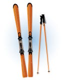Ski and ski sticks vector