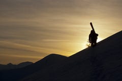 Skier And Sunset Royalty Free Stock Photography