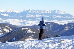 Skier On The Hill Chopok, Slovakia Stock Photos