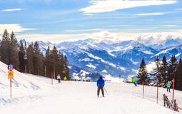 Skiers on the slopes of the ski resort Hopfgarten, Tyrol Royalty Free Stock Photo Skiers on the slopes of the ski resort Hopfgarten, Tyrol Royalty Free Stock Photo