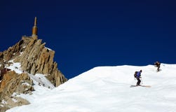 Skieur d'Aiguille du Midi photo stock Skieur d'Aiguille du Midi photo stock