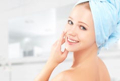Skin Care. Young Beautiful Healthy Girl In Towel In Bathroom Royalty Free Stock Photos Skin Care. Young Beautiful Healthy Girl In Towel In Bathroom Royalty Free Stock Photos