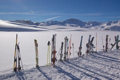 Skis And Winter Mountains Stock Photo