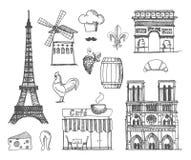 Skissa om Frankrike och Paris royaltyfri illustrationer Skissa om Frankrike och Paris royaltyfri illustrationer