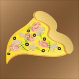 Skiva av smaklig pizza med skinka och ost stock illustrationer Skiva av smaklig pizza med skinka och ost stock illustrationer