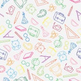 Skolar den utdragna modellen för handen tillbaka till skola och utbildning med den tunna linjen symboler för färg tillförsel på v royaltyfri illustrationer Skolar den utdragna modellen för handen tillbaka till skola och utbildning med den tunna linjen symboler för färg tillförsel på v royaltyfri illustrationer