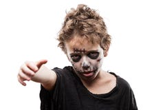 Skrika gå den döda för halloween för levande dödbarnpojke dräkten fasa Royaltyfria Foton Skrika gå den döda för halloween för levande dödbarnpojke dräkten fasa Royaltyfria Foton