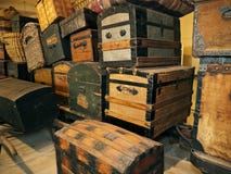 Skrzynki i bagażowy Ellis Wyspy Imigraci muzeum Skrzynki i bagażowy Ellis Wyspy Imigraci muzeum