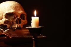 Skull And Candle Royalty Free Stock Photo Skull And Candle Royalty Free Stock Photo