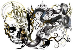 Skull And Tattoo Art Stock Images