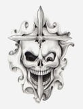 Skull Cross Art Tattoo. Royalty Free Stock Images
