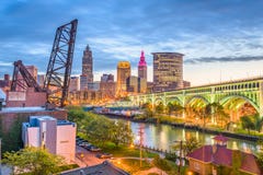 Skyline de Cleveland, Ohio, EUA fotografia de stock Skyline de Cleveland, Ohio, EUA fotografia de stock