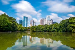 Skyline and reflections of midtown Atlanta, Georgia stock images Skyline and reflections of midtown Atlanta, Georgia stock images