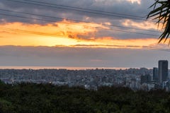 Skyscraper under the beautiful sunset in Beirut royalty free stock images Skyscraper under the beautiful sunset in Beirut royalty free stock images