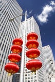 Skyscrapers And Red Lanterns Royalty Free Stock Photos