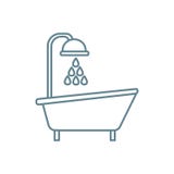 Skąpanie z prysznic ikony liniowym pojęciem Skąpanie z prysznic linii wektoru znakiem, symbol, ilustracja ilustracja wektor Skąpanie z prysznic ikony liniowym pojęciem Skąpanie z prysznic linii wektoru znakiem, symbol, ilustracja ilustracja wektor