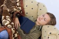 Sleeping Woman With Book. Stock Images