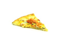 A slice of pizza with red fish and red caviar. Photo on white background. Stock Images A slice of pizza with red fish and red caviar. Photo on white background. Stock Images