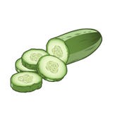 Sliced Cucumber Isolated On A White Background. Co Stock Vector ...