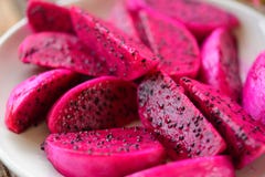 Sliced dragon fruit. On plate royalty free stock photography Sliced dragon fruit. On plate royalty free stock photography