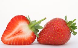 Sliced red strawberry fruit