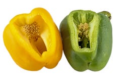 Sliced Yellow and Green Peppers Isolated on White Background royalty free stock photos Sliced Yellow and Green Peppers Isolated on White Background royalty free stock photos