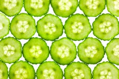 Slices of fresh Cucumber / background / back lit