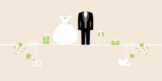 Banner Different Wedding Icons Green And Beige stock illustration Banner Different Wedding Icons Green And Beige stock illustration