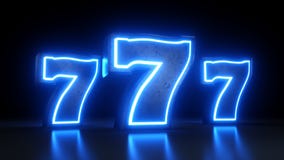 Slots 777 Casino Jackpot Symbol With Neon Blue Lights Isolated On the Black Background - 3D Illustration stock illustration Slots 777 Casino Jackpot Symbol With Neon Blue Lights Isolated On the Black Background - 3D Illustration stock illustration