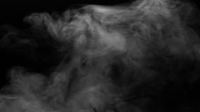 Slow motion abstract white smoke, fog, steam, cloud floating on black backdrop