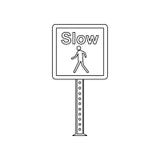 Slow pedestrian sign colored icon. Element of road signs and junctions for mobile concept and web apps icon. Outline, thin line stock illustration Slow pedestrian sign colored icon. Element of road signs and junctions for mobile concept and web apps icon. Outline, thin line stock illustration