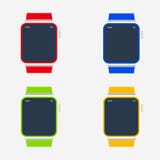 Sluit omhoog een witte achtergrond Tijd Reeks multicolored horloges Vector illustratie Eps 10 stock illustratie Sluit omhoog een witte achtergrond Tijd Reeks multicolored horloges Vector illustratie Eps 10 stock illustratie