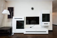 sluit omhoog mening van TV op muur stock fotografie sluit omhoog mening van TV op muur stock fotografie