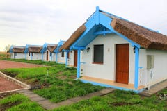 Small Blue Traditional Houses Stock Photo