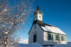Small Church in Thingvellir national park at winter, Iceland Royalty Free Stock Photo Small Church in Thingvellir national park at winter, Iceland Royalty Free Stock Photo