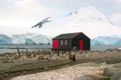 Small Cottage In Port Lockroy, Antarctica Stock Photo Small Cottage In Port Lockroy, Antarctica Stock Photo